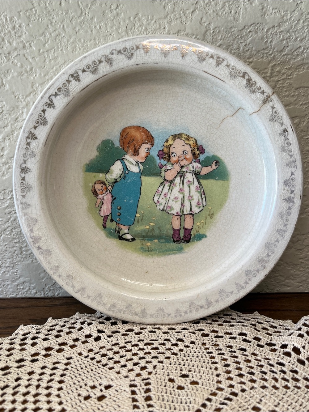 Antique D.E. McNicol Baby Plate • East Liverpool Ohio • Children’s Nursery Dish